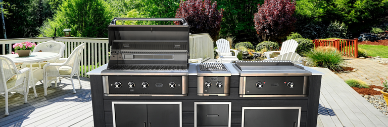 gas grill outdoors